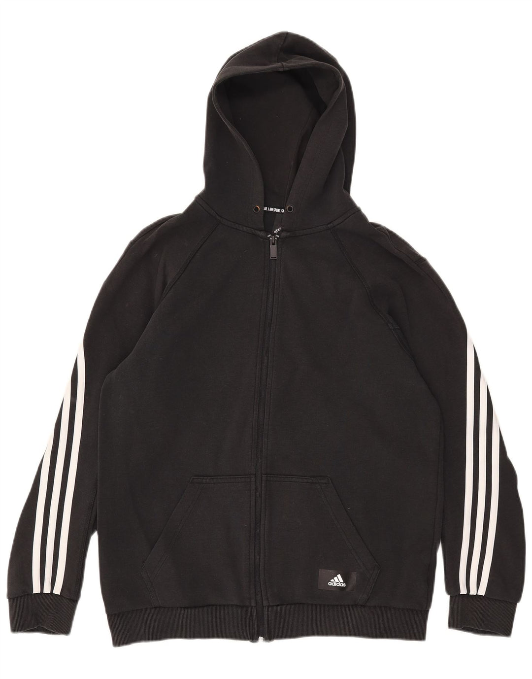 Adidas - Sudadera con capucha y cremallera para hombre, algodón negro mediano