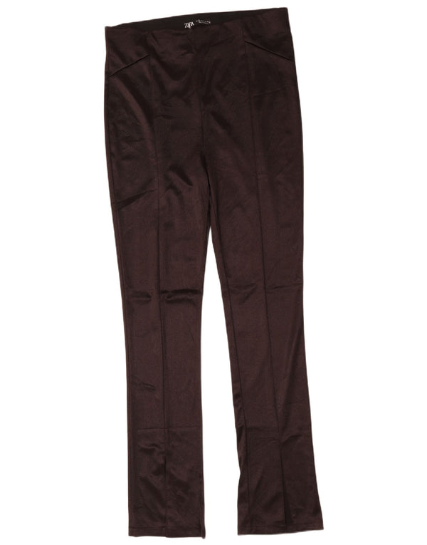 Zara Mujer Leggings Acampanados ES 40 XL Poliéster Marrón