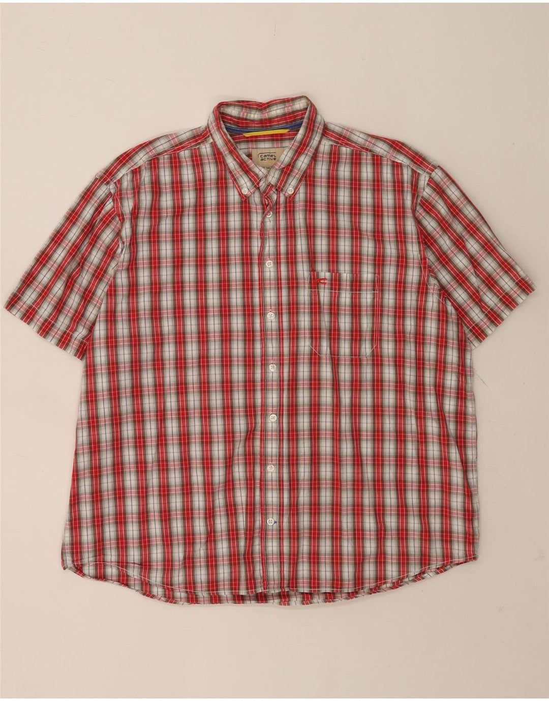 Camisa de manga corta para hombre Camel Active 2XL Algodón a cuadros rojos