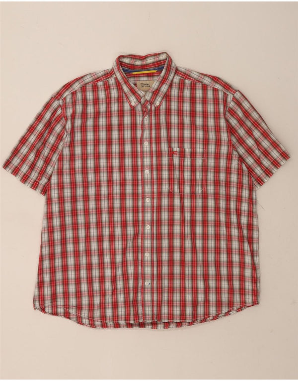 Camel Active Mens Short Sleeve Shirt 2XL Red Check Cotton