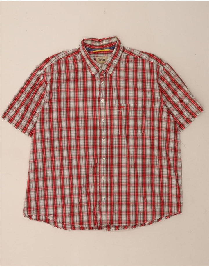 Camisa de manga corta para hombre Camel Active 2XL Algodón a cuadros rojos