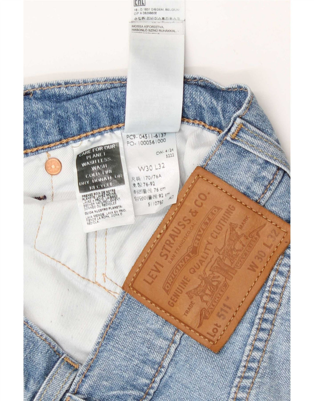 Levi's Hombre 511 Slim Jeans W30 L32 Algodón Azul