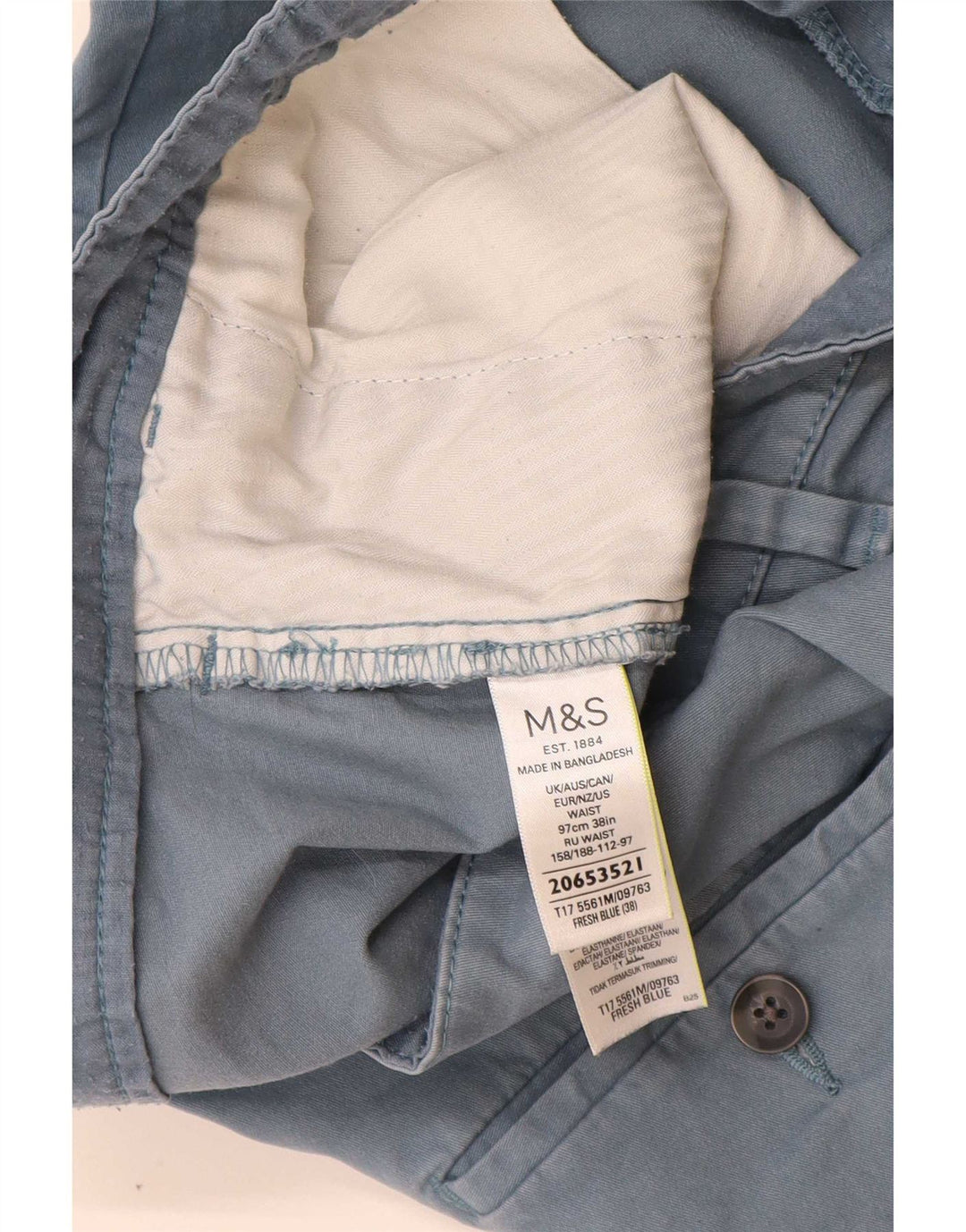 Marks & Spencer Pantalones cortos chinos para hombre W38 XL Azul