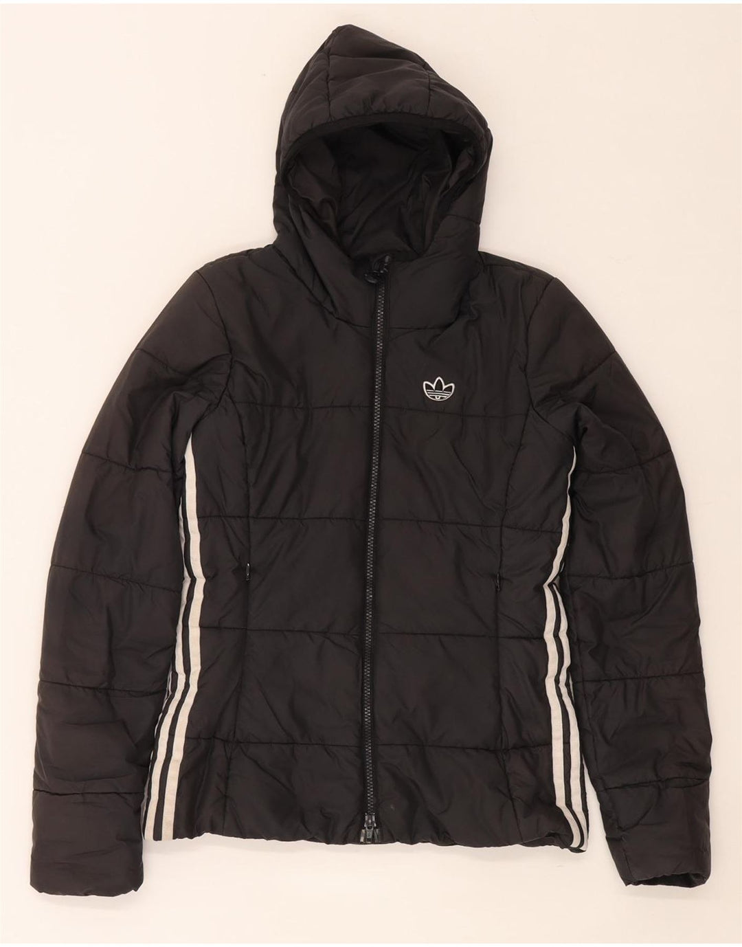 Adidas Chaqueta acolchada con capucha para mujer UK 6 XS Poliéster negro