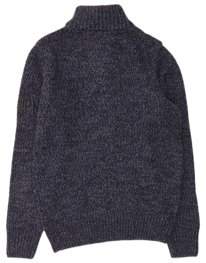 Superdry Suéter tipo jersey con cremallera en el cuello para mujer, Reino Unido 44, mediano, azul marino moteado