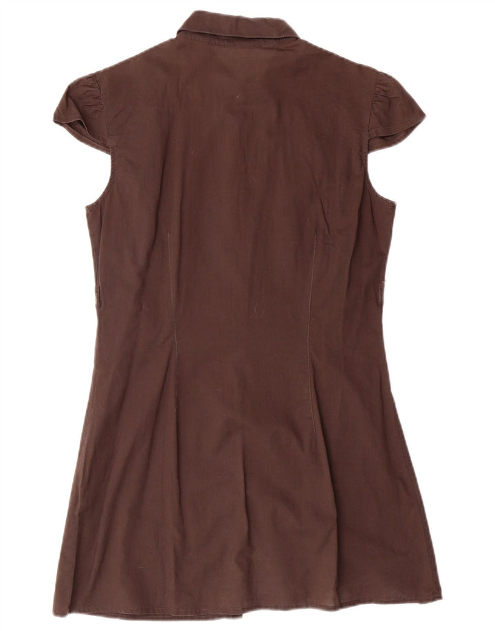 BENETTON Vestido camisero de manga corta para mujer UK 42 Marrón medio