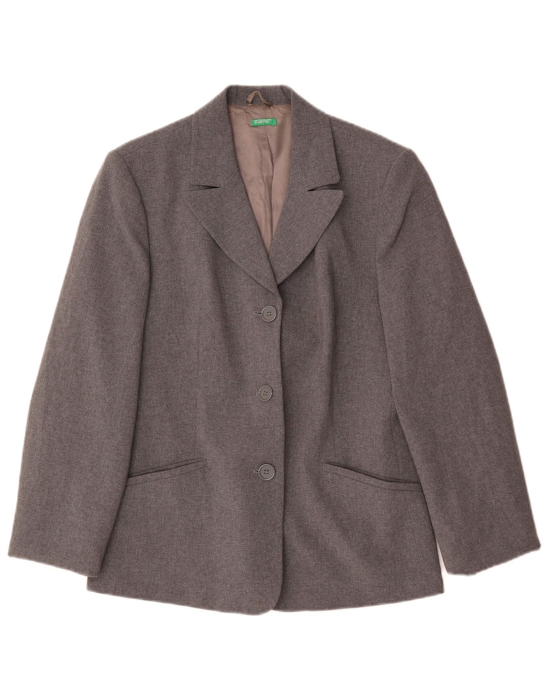 Benetton Blazer De 3 Botones Mujer IT 44 Poliéster Gris Medio