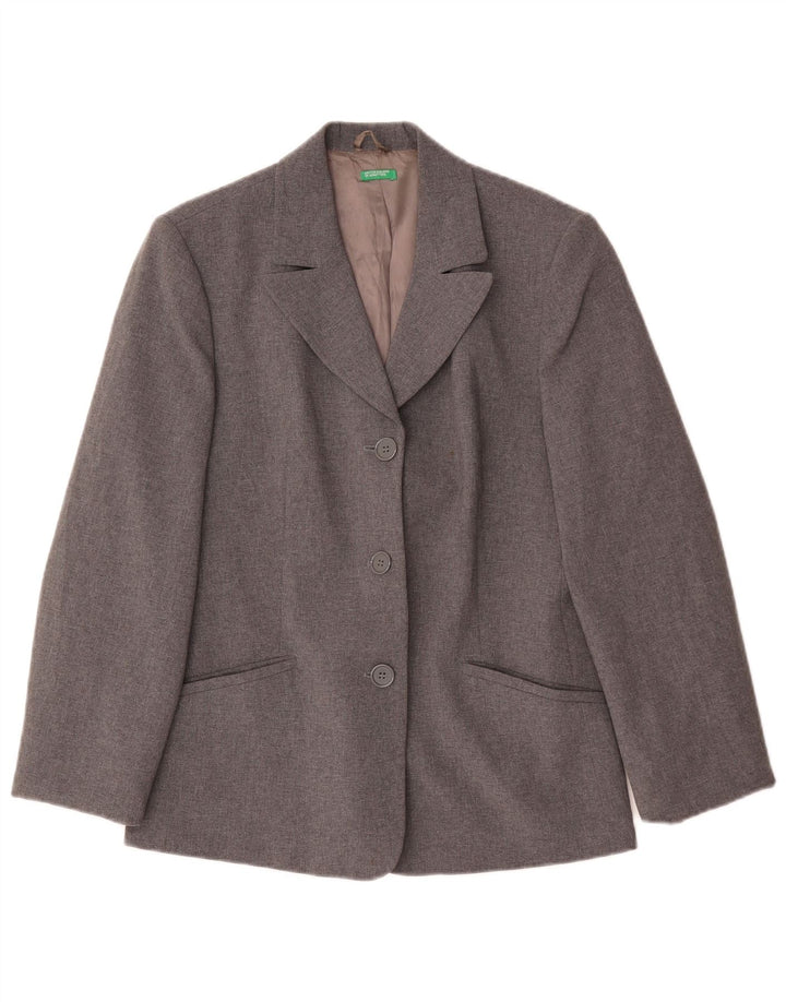 Benetton Blazer De 3 Botones Mujer IT 44 Poliéster Gris Medio