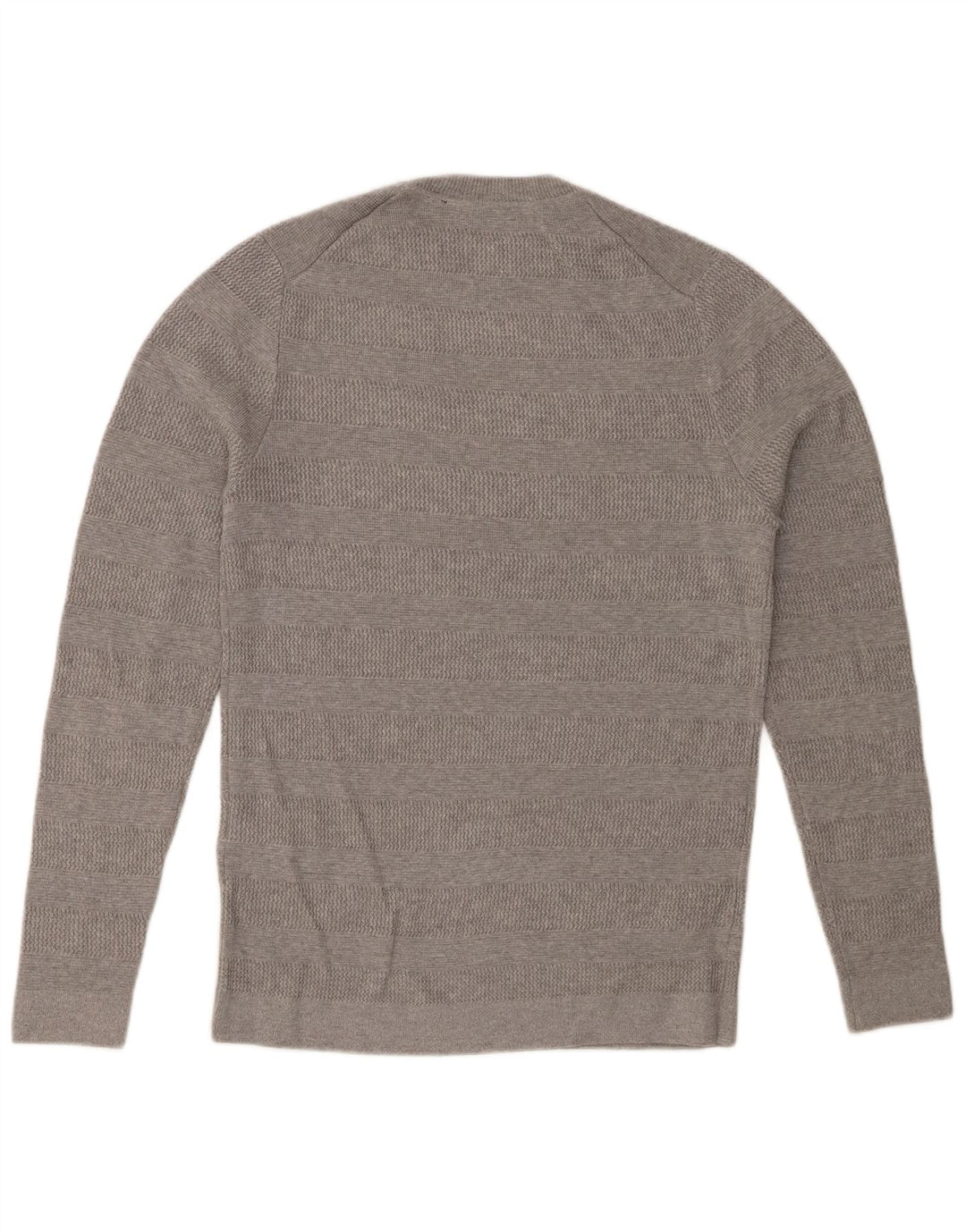 SUPERDRY Jersey de cuello redondo para hombre de algodón a rayas gris pequeño