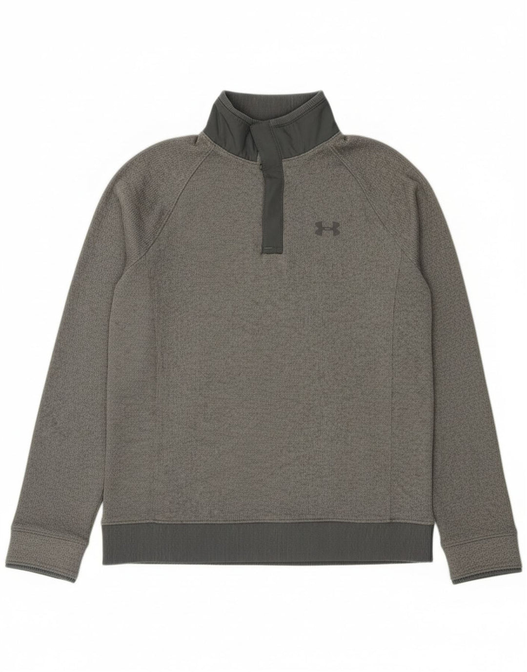 Under Armour Sudadera con cuello con botones para niños de 11 a 12 años, talla grande, gris
