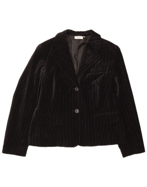 My Own Chaqueta Blazer de Terciopelo con 2 Botones para Mujer IT 44 Medium Black Pinstripe