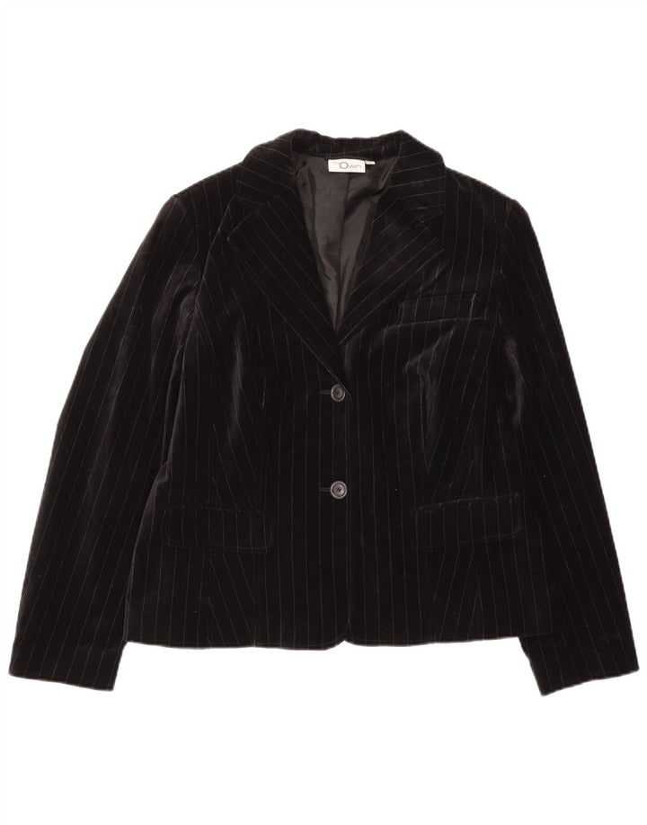 My Own Chaqueta Blazer de Terciopelo con 2 Botones para Mujer IT 44 Medium Black Pinstripe