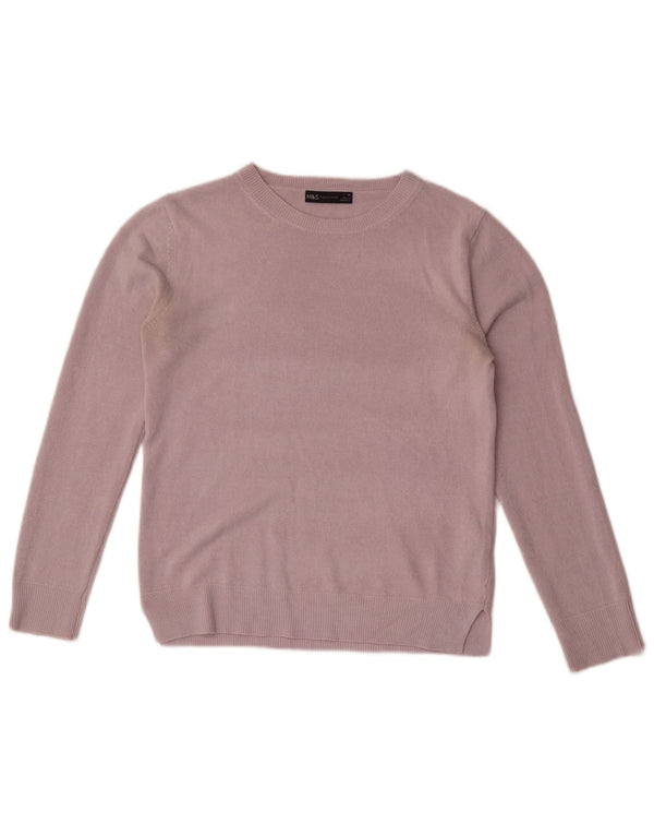 Marks & Spencer Suéter de Cuello Redondo para Mujer UK 10 Pequeño Acrílico Rosa