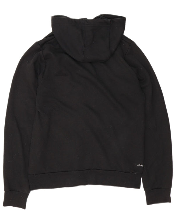 Adidas - Sudadera con capucha para hombre con cremallera gráfica, talla pequeña, poliéster negro