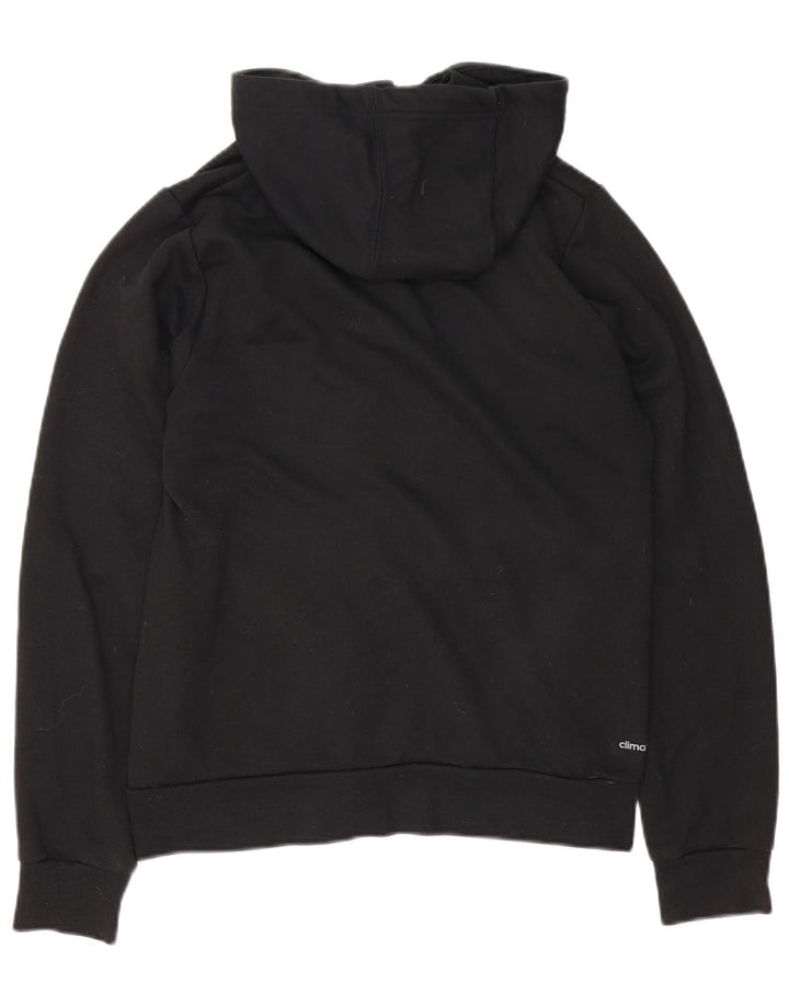 Adidas - Sudadera con capucha para hombre con cremallera gráfica, talla pequeña, poliéster negro