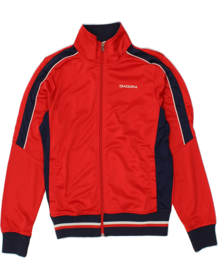 DIADORA Womens Tracksuit Top Jacket UK 14 Medium Red Colourblock Polyester Vintage Diadora and Second-Hand Diadora from Messina Hembry 