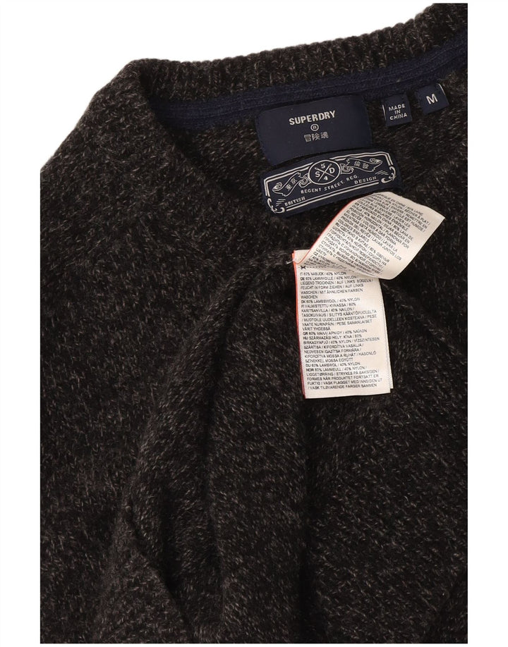 Superdry Jersey De Cuello Redondo De Lana Gris Medio Para Hombre