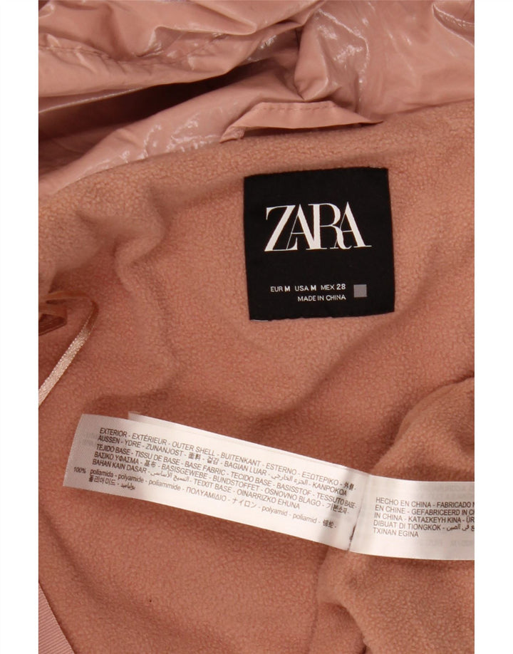 Zara Mujer Chaqueta Acolchada Extragrande Con Capucha UK 44 Poliamida Rosa Mediana