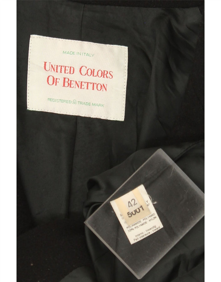 Benetton Chaqueta Americana De 3 Botones IT 42 Mediana De Lana Negra