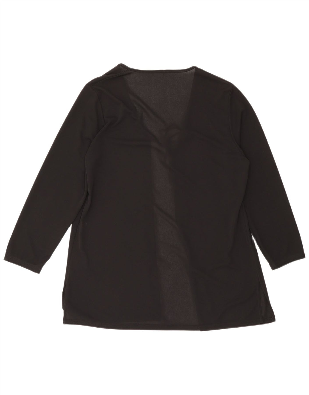 Vintage mujer manga larga Cardigan Top Reino Unido 16 poliéster negro grande