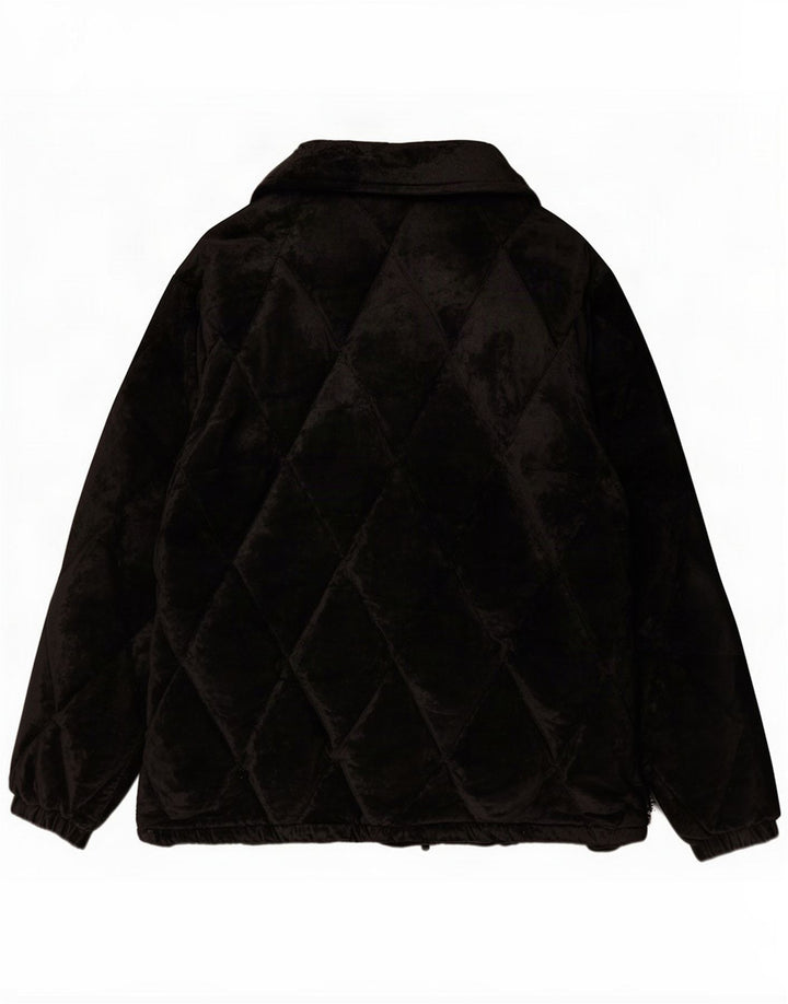 Chaqueta acolchada de terciopelo vintage para mujer IT 42 Acetato negro mediano