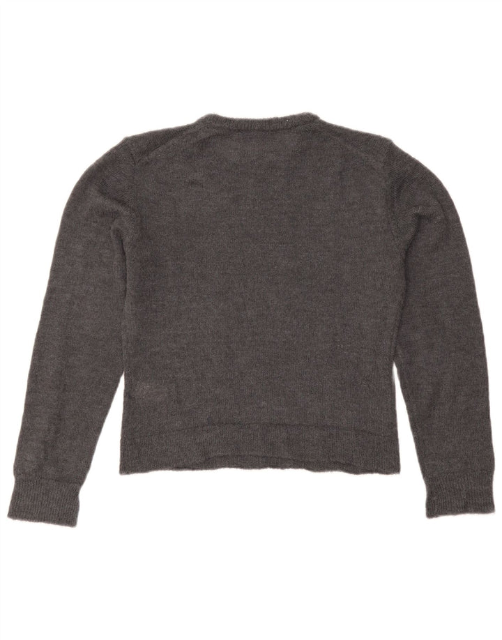 Zara - Jersey corto con cuello redondo para mujer, talla 40, poliéster gris medio