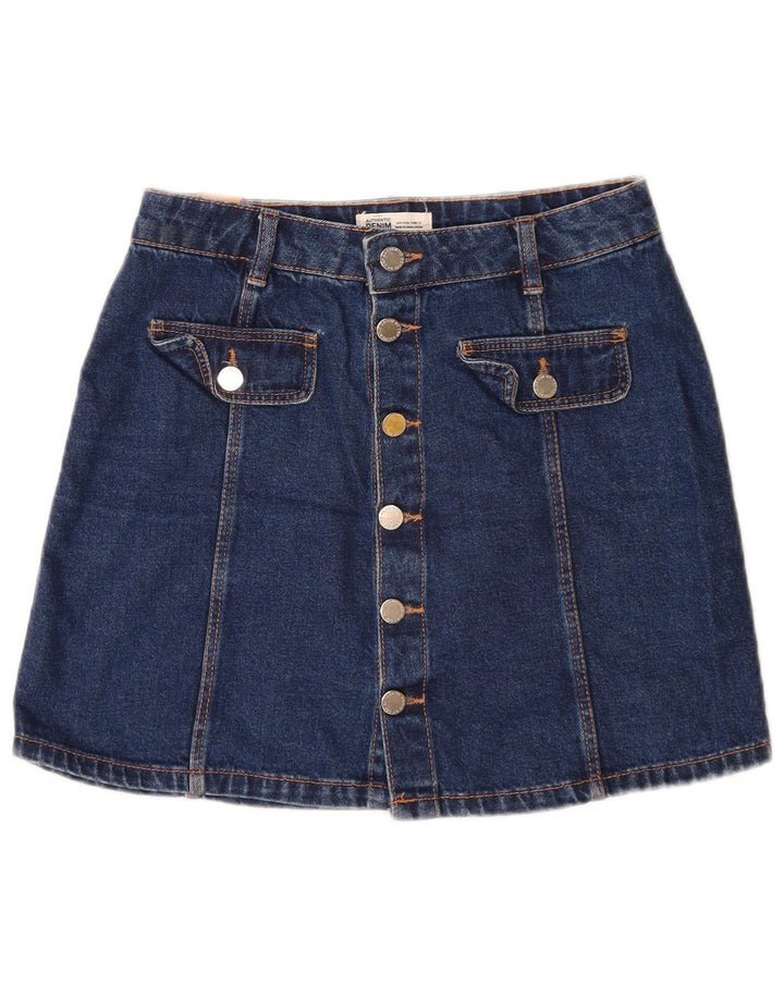 Zara Mujer Mini Falda Vaquera Pequeña W26 Algodón Azul