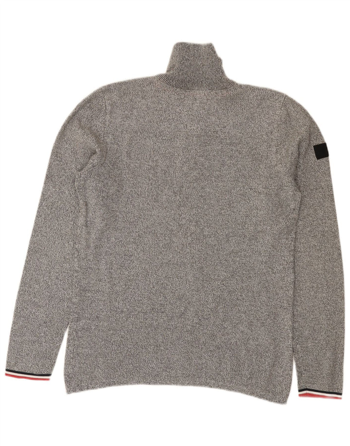 Jack & Jones Jersey con cuello y cremallera para hombre, talla pequeña, gris moteado