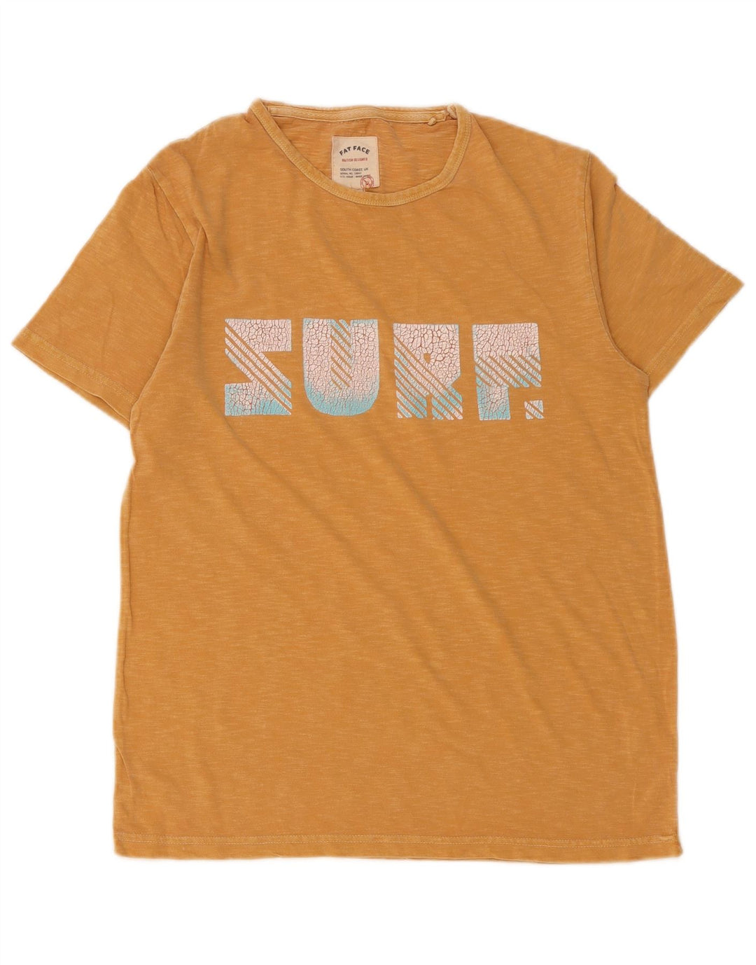 FAT FACE Camiseta gráfica para hombre Top pequeño de algodón moteado amarillo