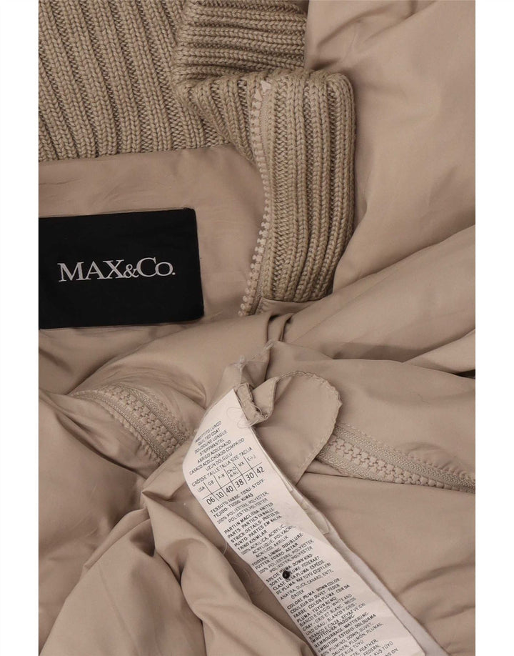 Max & Co. Chaqueta acolchada para mujer UK 10 Small Beige Poliéster