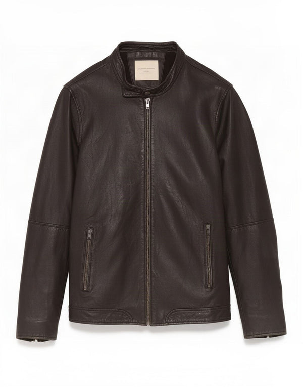Selected Homme Chaqueta de cuero índigo para hombre UK 40 Large Black