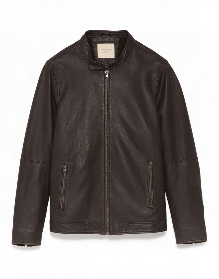 Selected Homme Chaqueta de cuero índigo para hombre UK 40 Large Black