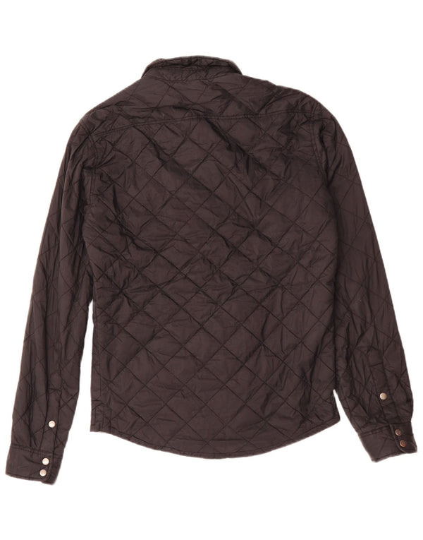 ZARA Hombre Camisa Sobrecamisa Slim Fit Acolchada Poliéster Negro Mediano