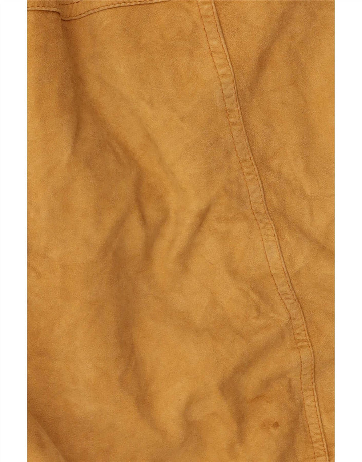 Vintage hombres ante bomber chaqueta IT 50 cuero beige grande
