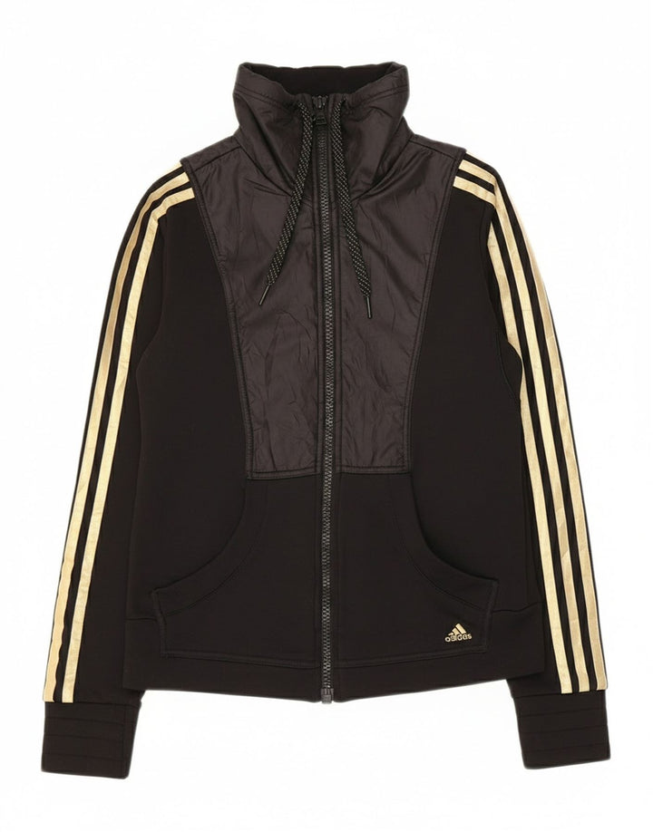 Adidas Mujer Climalite Chándal Top Chaqueta UK 12 Mediano Negro Poliéster