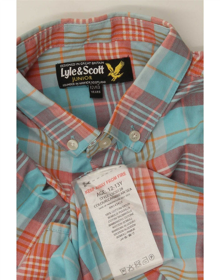 Lyle & Scott Camisa de manga corta para niño 12-13 años Algodón a cuadros multicolor