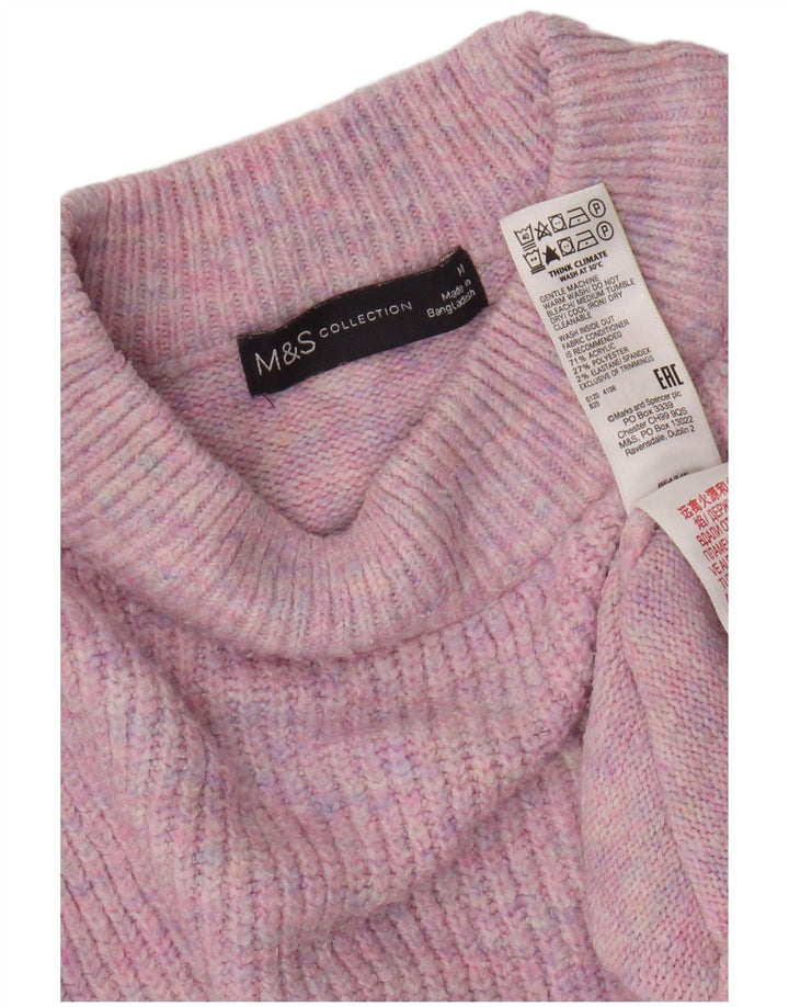 Marks & Spencer Suéter tipo jersey con cuello redondo para mujer, Reino Unido 44, mediano, moteado en rosa
