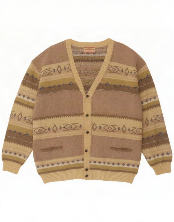 Settebello Suéter tipo cárdigan para hombre grande marrón geométrico