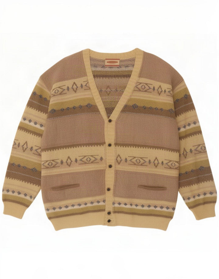 Settebello Suéter tipo cárdigan para hombre grande marrón geométrico