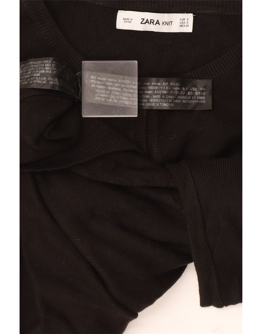 Zara Mujer Cárdigan Suéter UK 10 Small Viscosa Negra