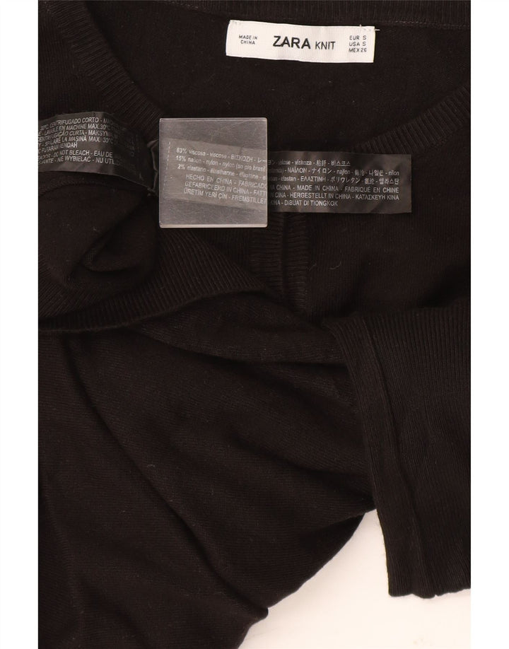 Zara Mujer Cárdigan Suéter UK 10 Small Viscosa Negra