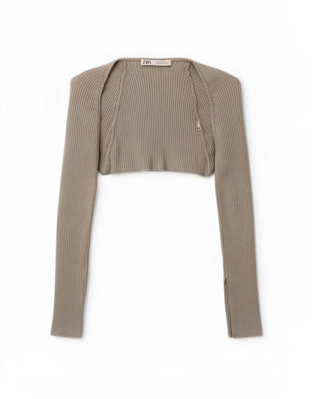 Zara Mujer Crop Open Bolero Top UK 40 Gris Medio