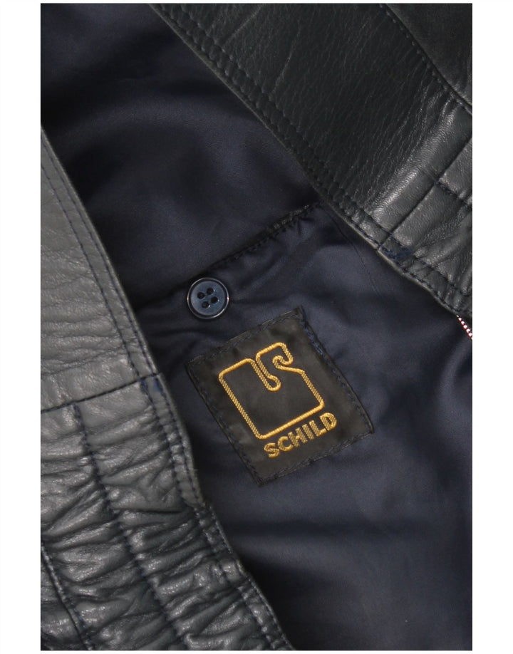Vintage chaqueta de cuero para hombre Reino Unido 42 XL cuero azul marino