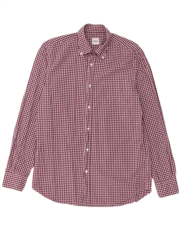 Camisa Aspesi para hombre talla 41 16 algodón a cuadros rojo grande