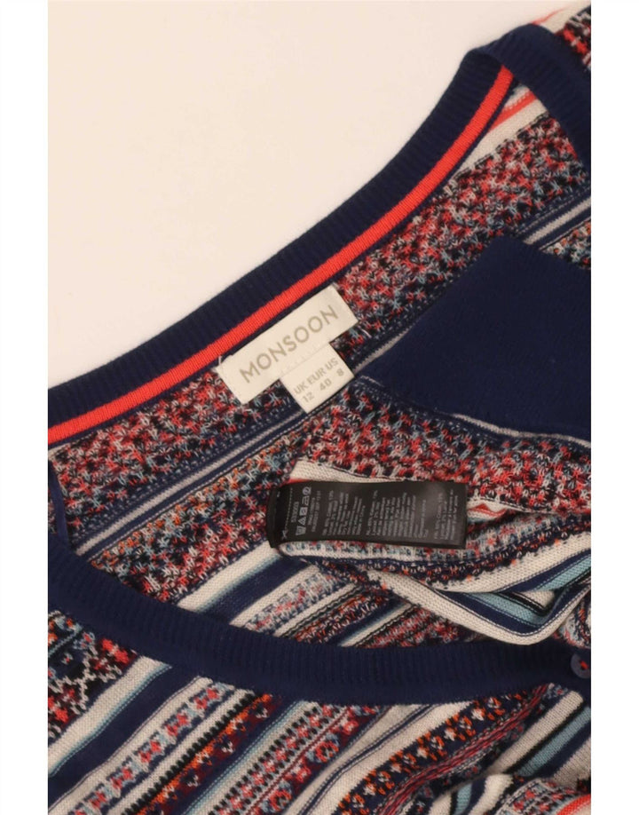 Monsoon Suéter tipo jersey con cuello en V para mujer UK 40 Medium Multicolor Fair Isle