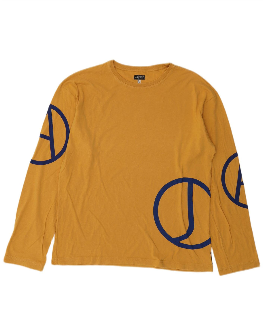 Armani Jeans Hombre Top Gráfico Manga Larga Algodón Amarillo Medio