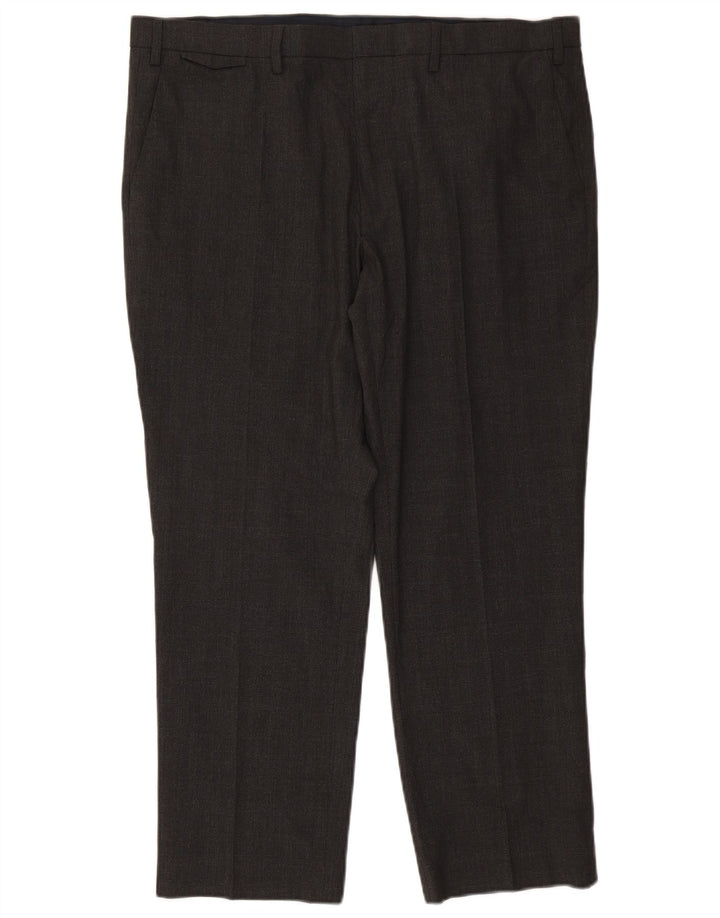 MARKS & SPENCER Pantalón chino de corte regular para hombre W40 L28 Poliéster gris