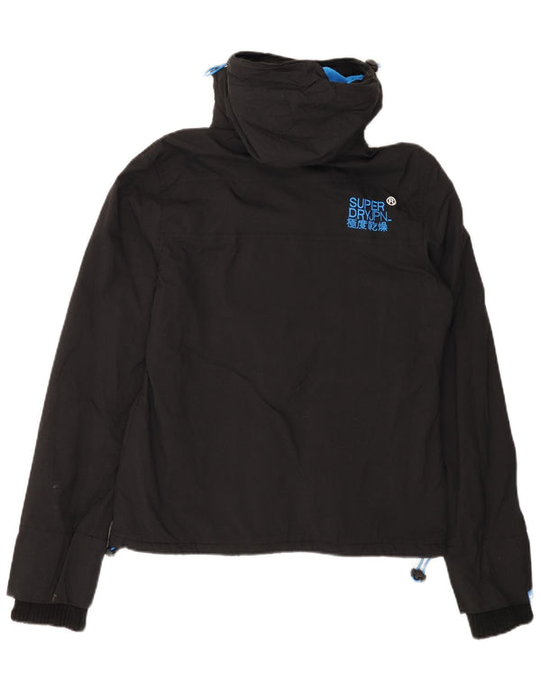 SUPERDRY Chaqueta cortavientos con capucha para hombre, talla 36, color negro