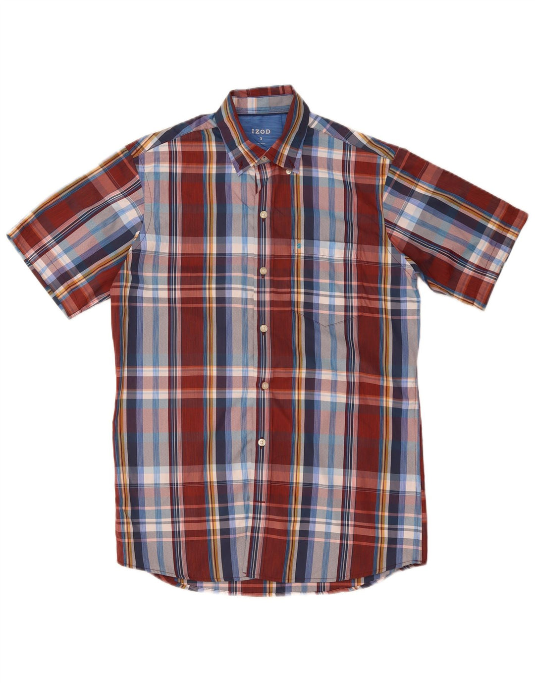 Camisa Izod Hombre Manga Corta Small Cuadros Multicolor Poliéster
