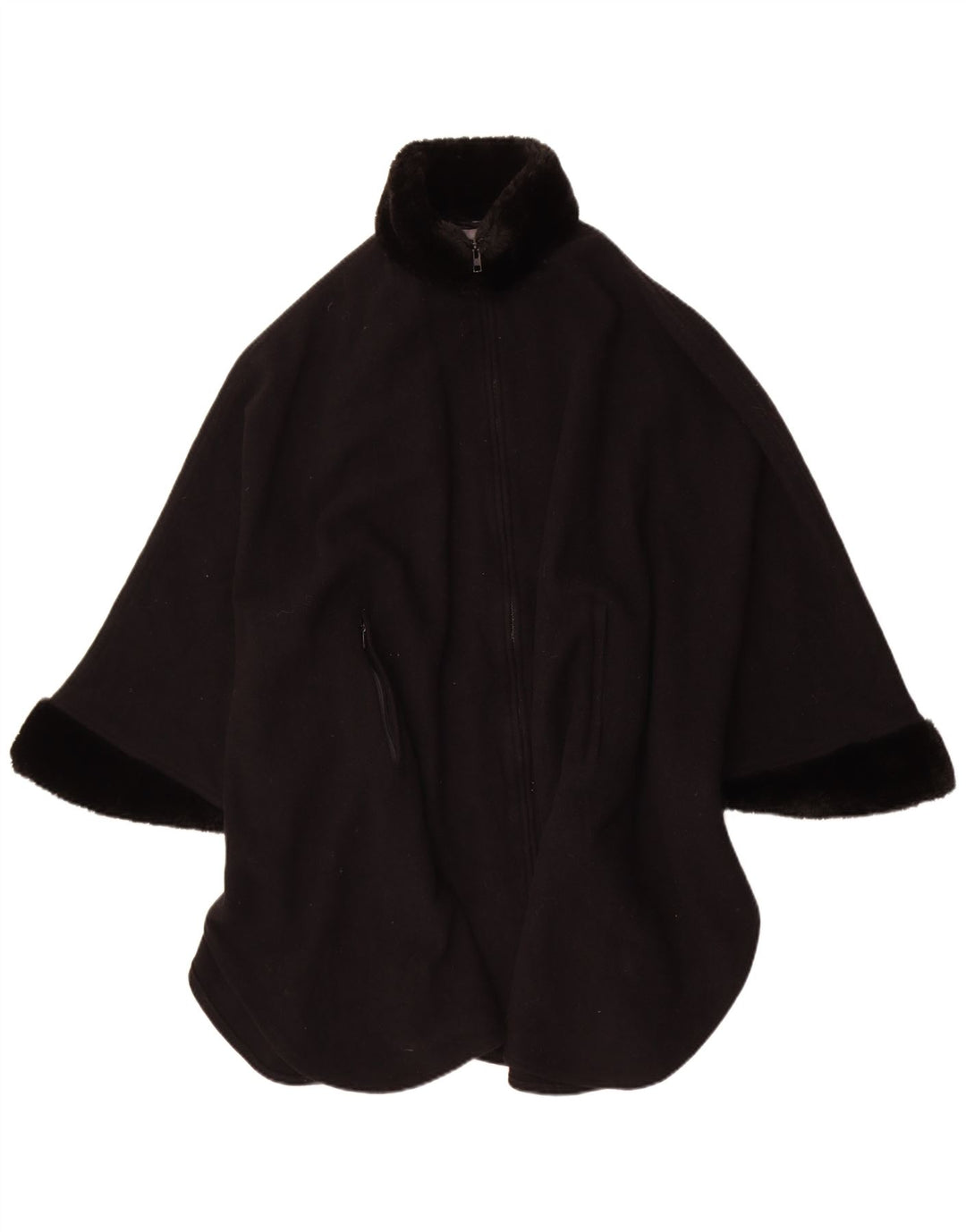 Vintage Mujer Poncho Abrigo Un Tamaño Negro